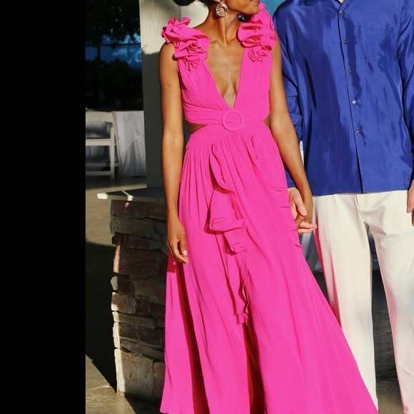 Pat Bo FLUTTER SLEEVE DRESS (Pink) - Picture 3 of 7